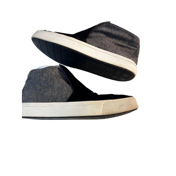 Vince Slip-On Mid Top Sneakers Black Gray Calf Hair Wool Shoes Womens 8 - Picture 3 of 5